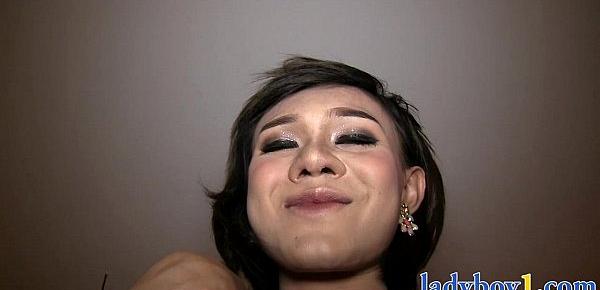  Ladyboy teen cutie poked in her tight asshole by a horny guy